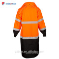 Parka de alta visibilidad de la chaqueta de la lluvia del Workwear de la clase 3 de ANSI, impermeable de Hi Vis 100% encapuchado